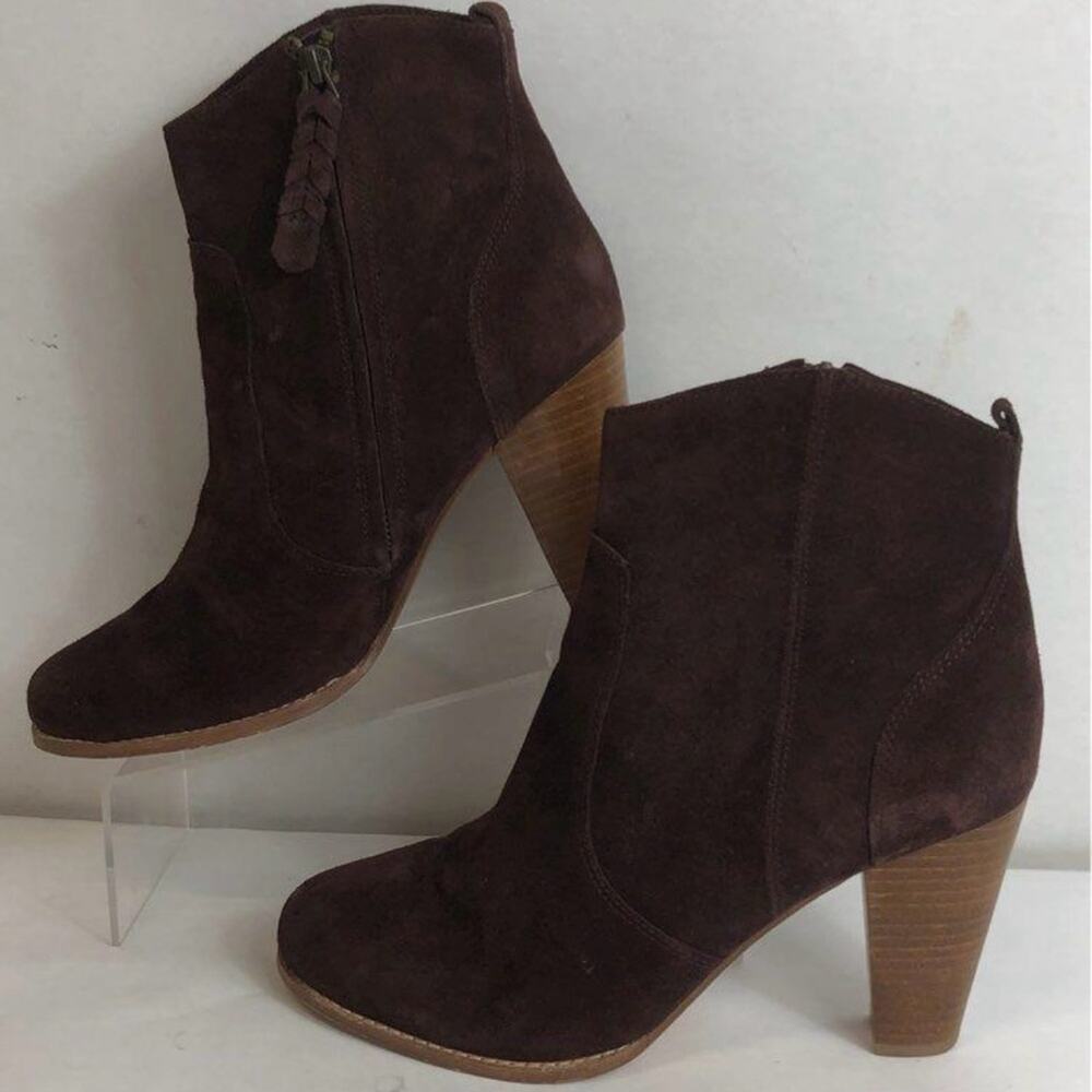 Joie Dark Redish Brown Suede Heeled Boots